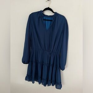 Women’s v-neck long sleeve ruffle mini dress
